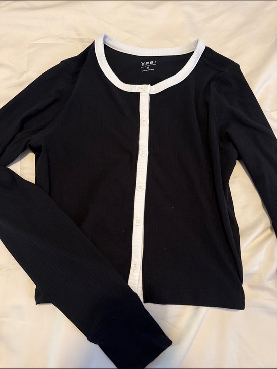 Abercrombie & Fitch Tops - Black Ribbed Button-Front YPB Top with White Trim